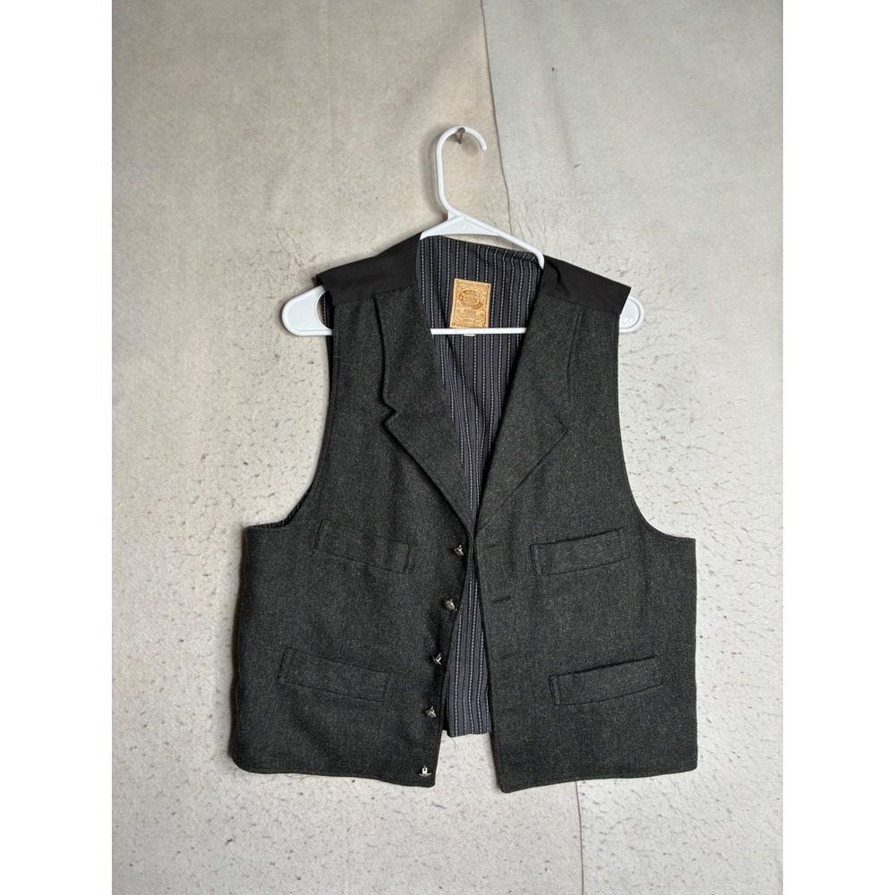 Wah Maker Frontier Clothing Mens Wool Vest Charcoal Gray Western USA Made Size M